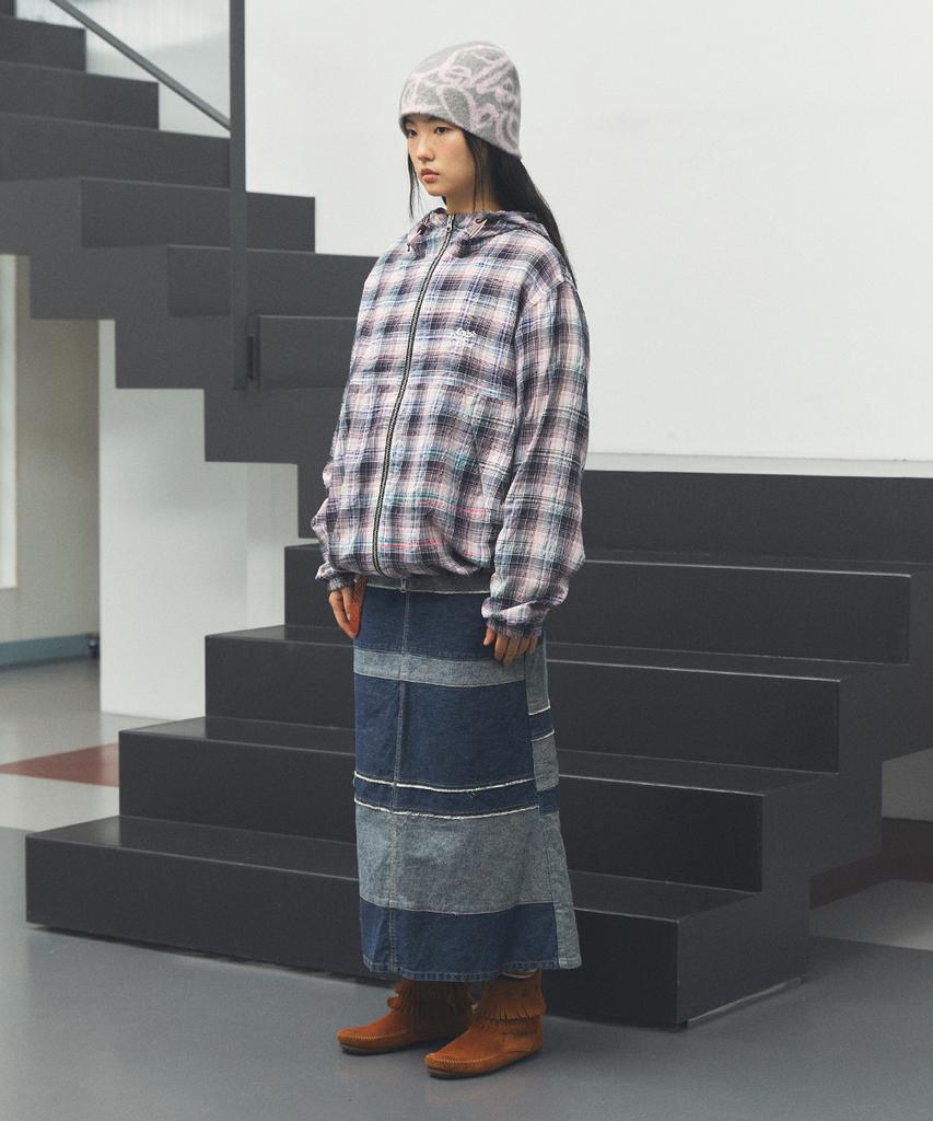 Cavish Hooded Check Wind Breaker Pink(Cv2Fsub962A)