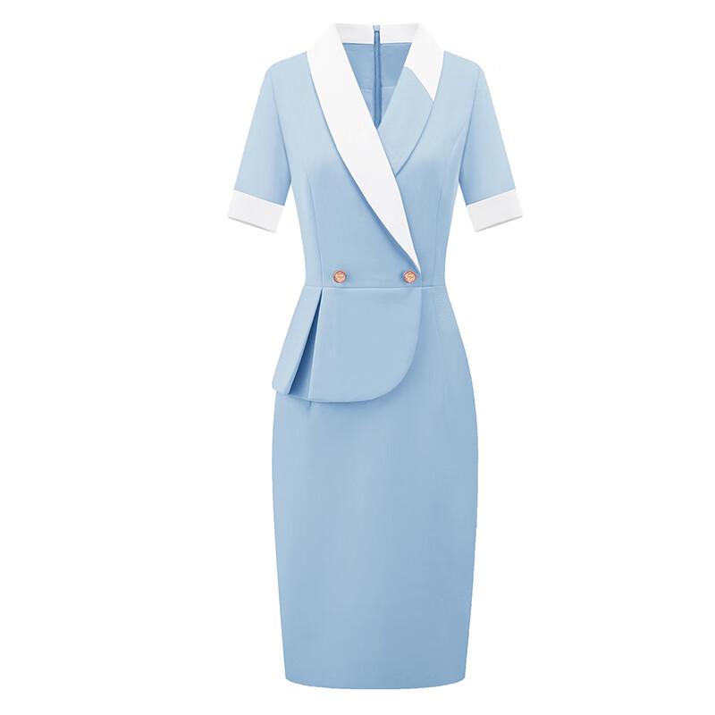 Troloman Women's Professional Lapel Bodycon Midi Dress