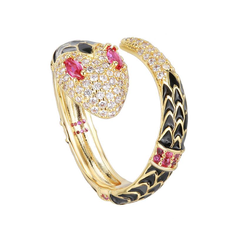 Jewelry Ring Light Luxury Fashion Women'S Design Zircon Cobra Ring Premium Style