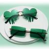 Modische irische Shamrock-Sonnenbrille, grünes vierblättriges Kleeblatt, Koboldkostümbrille, St.. Randlose Dekoration Sonnenbrille zum St. Patrick's Day