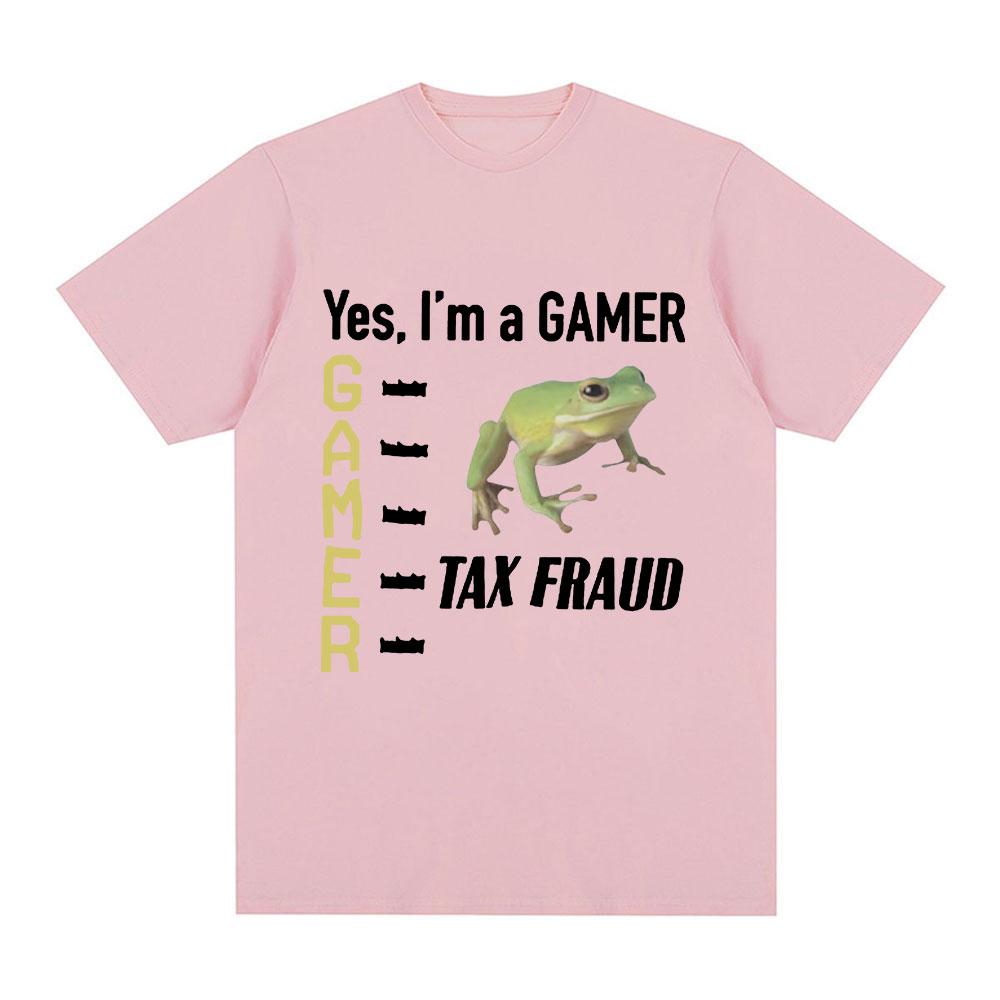 Steuerhinterziehung Gamer Lustiges Frosch Meme T-Shirt Männer Frauen Mode Hip Hop Vintage T-Shirt 100% Baumwolle Lässig Locker Kurzarm T-Shirts