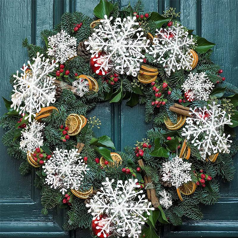 600Pcs Large Christmas Snowflakes Ornaments Xmas Tree Hanging Glitter Snow Flake Decoration DIY New Year Garlands Home Decor