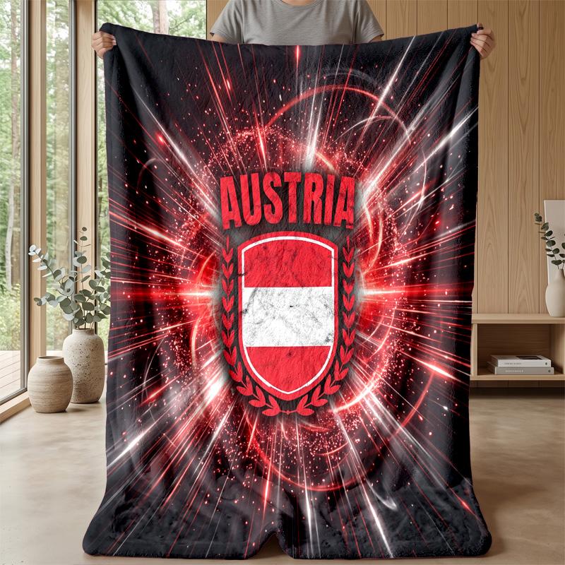 Österreich Fußball Bedruckte Flanelldecke Hautfreundlich Warm Dekorativer Überwurf für Innen Couch Bett Tägliche Nutzung