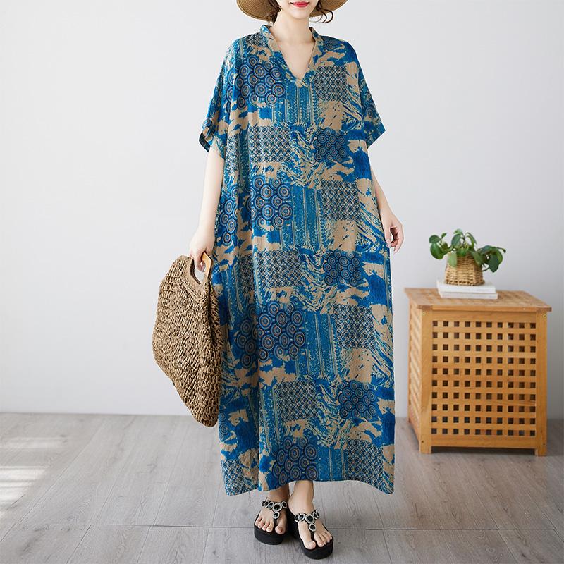 DIMANAF 2025 Sommer Übergröße Kleid Basic Damen Lässig Locker Vintage Neu Lang Übergroß Blumenkleid Maxi