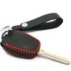 Leather Smart 4 Buttons Key Fob Case Cover Chain for Toyota Camry SE LE RAV4 Corolla Venza Avalon Highlander Sequoia (Black)