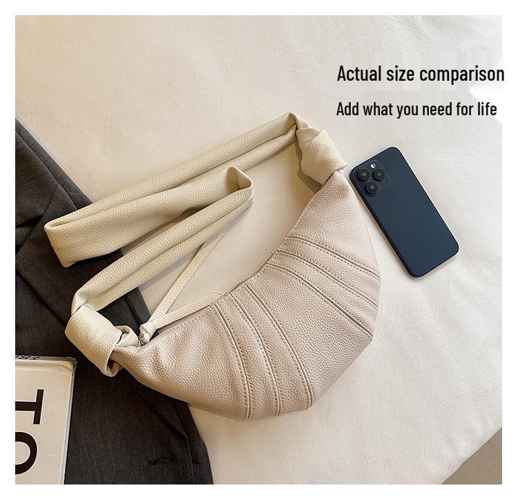 Women's Genuine Leather French Croissant Crossbody Bag – Versatile and High-End Design