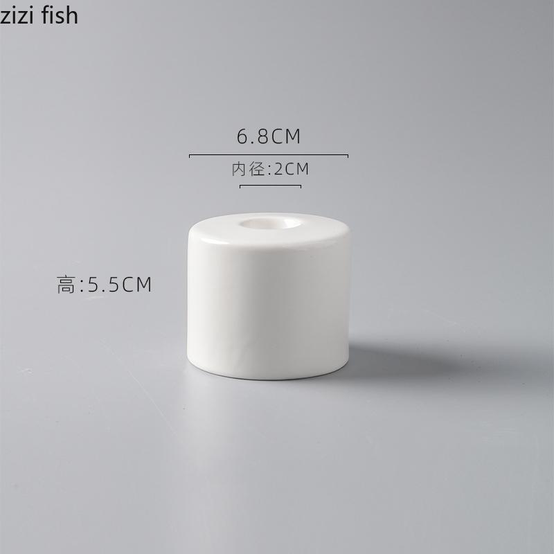 Pure White Ceramic Dessert Dish Creative Sweet Cone Holder Cylindrical Snack Sushi Dish Restaurant Molecular Cuisine Tableware