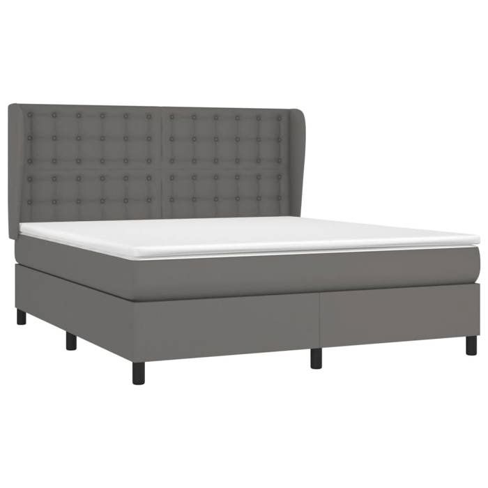 VidaXL Divan Bed with Mattress Grey 180x200 Cm Faux Leather - Model 3129049