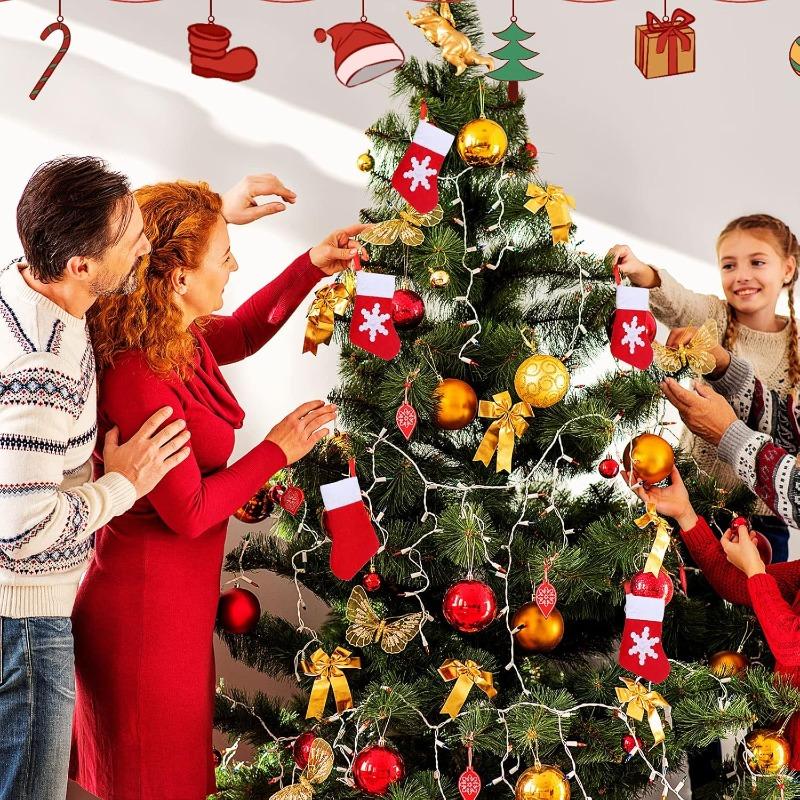 Mini Christmas Sock Silverware Holders Small Stocking Ornament for Knife Spoon Fork Storage Xmas Tree Dinner Table Party Decor