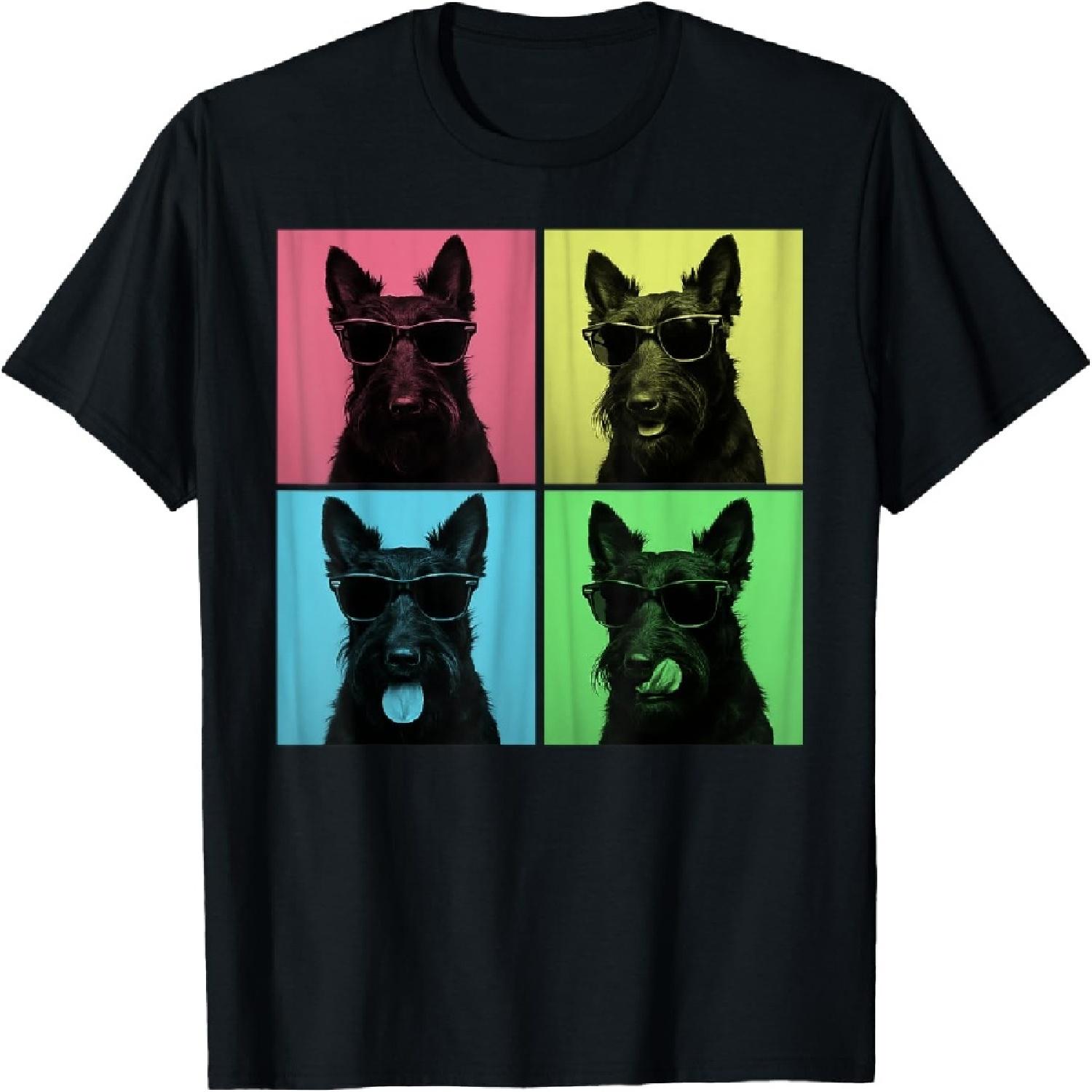 Scottish Terrier Pop Art Funny Scottie Dog Lover Photo Booth T-Shirt S