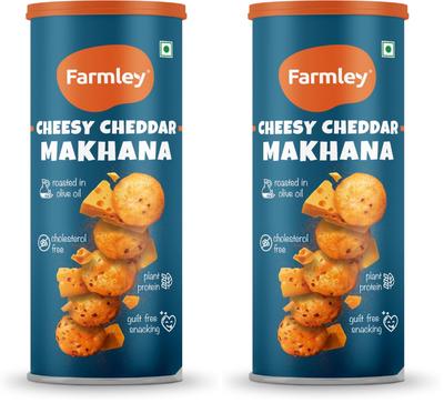 Farmley Geröstete und gewürzte Käsige Cheddar Makhana | Namkeen Snacks & Gepuffte Snacks | Gesunder Snack | Cholesterinfrei | Glutenfrei | Reich an
