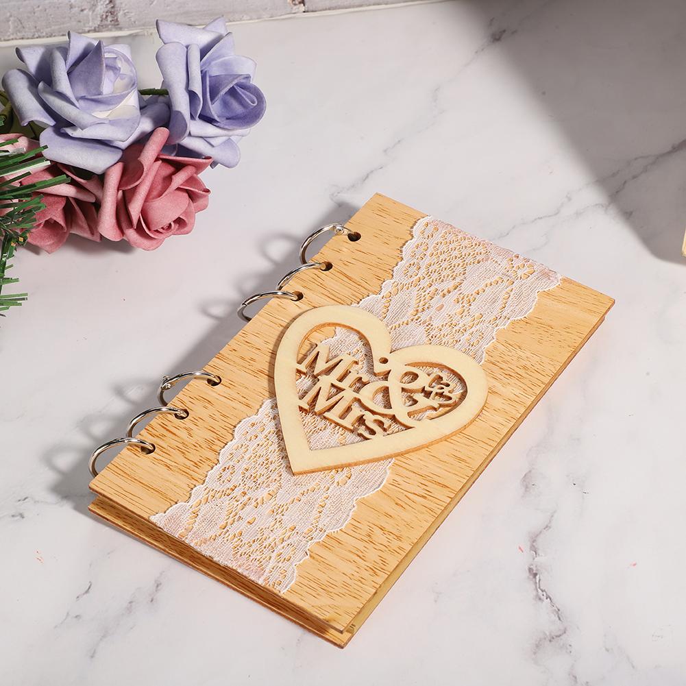 

Wooden Guest Book Memorable Signature Message Notebooks Gift For Wedding Party Type 2