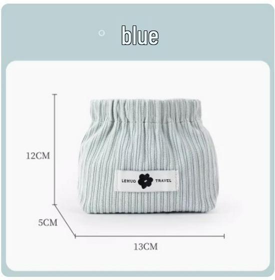 Cute Small Corduroy Snap Coin Purse - Automatic Closure Makeup & Change Bag