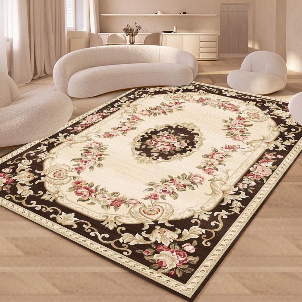 

Европейский Ретро Цветочный Большой Ковер для Гостиной Роскошный Декоративный Ковер Нескользящий для Спальни Гардеробной Моющийся Мягкий Коврик 80*120cm