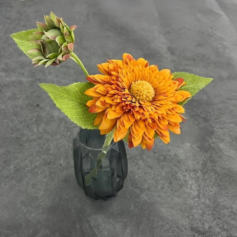 

10pcs Simulation Double Petal Sunflowers INS Style Fake Flowers Retro Red Teddy Sunflower Hotel Decoration Artificial Flower