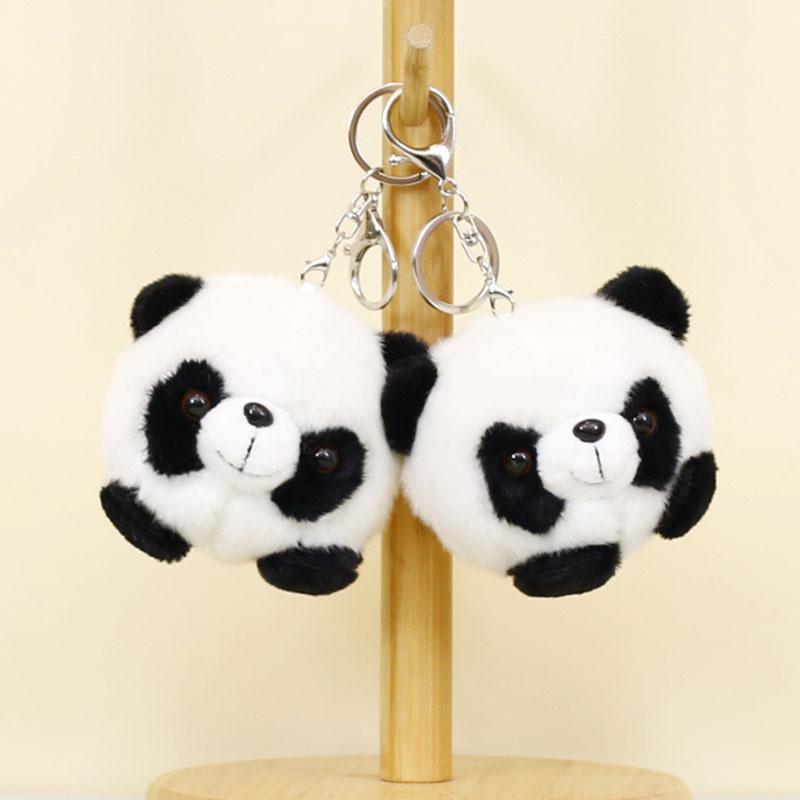 Cute Panda Plush Keychain Charming Couple Bag Ornament Short Plush Toy Gift
