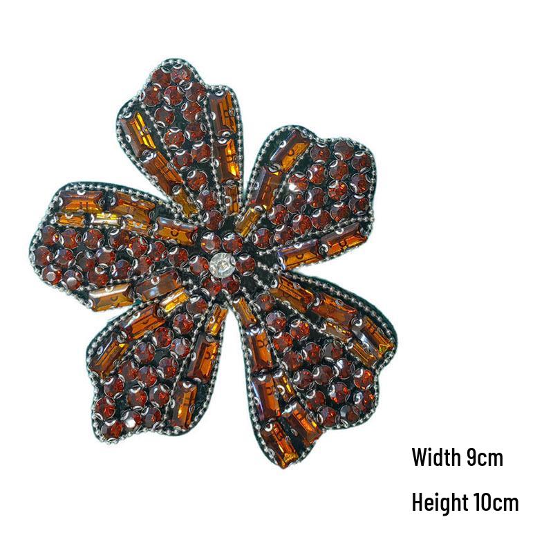 Aplique de Flor de Lantejoulas Autoadesivo para Vestido de Noite e Acessórios de Roupa