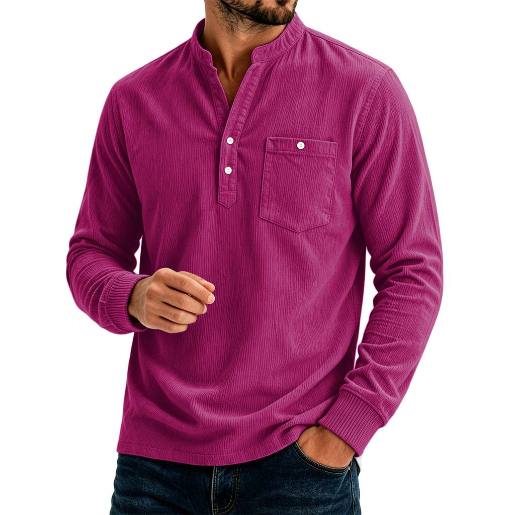 Top casual da uomo a tinta unita, vestibilità larga, con tasche