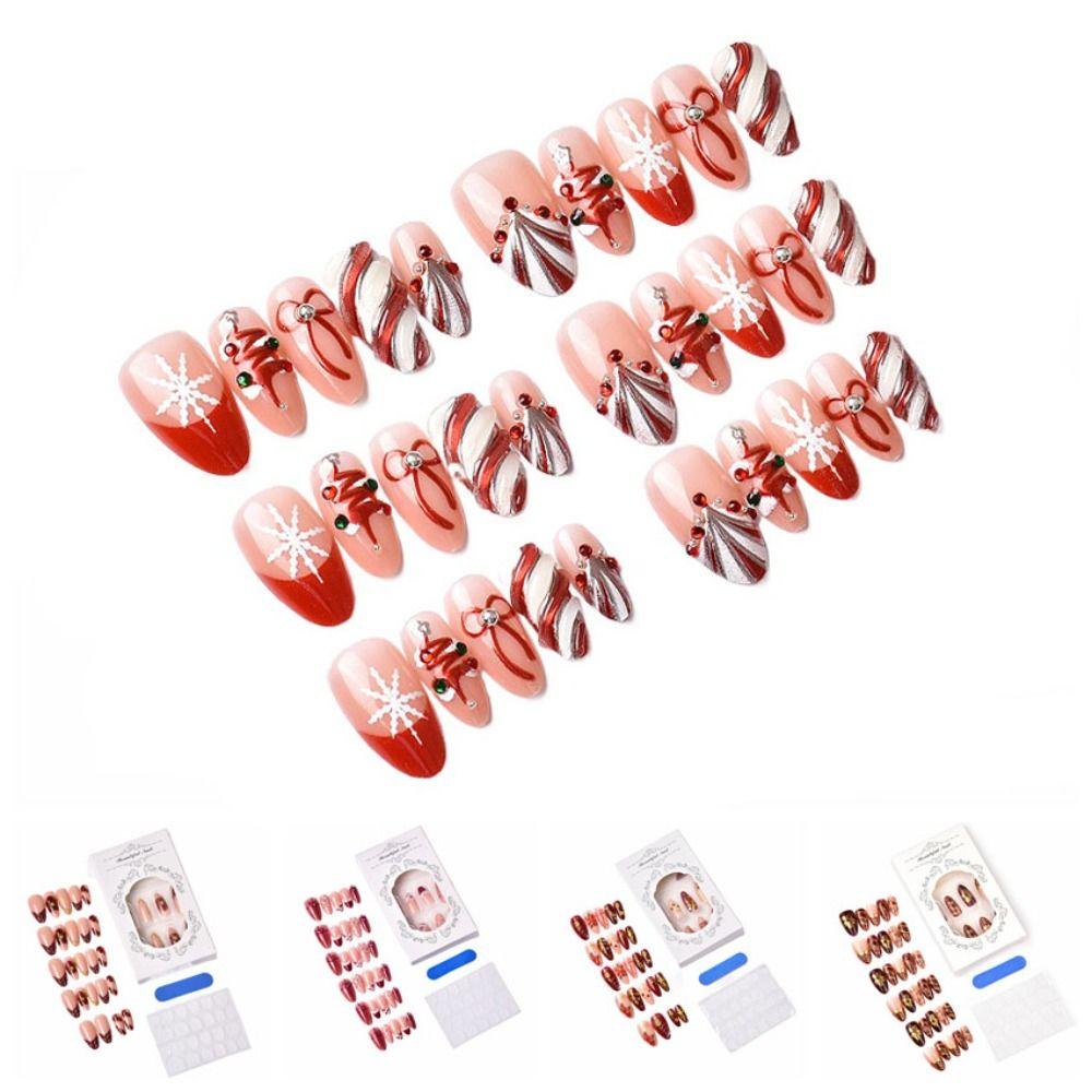 24/30PCS Pearl Bow Nail Decorations Horse Year Nail Art Jewelry New Year False Nails  Nail Art