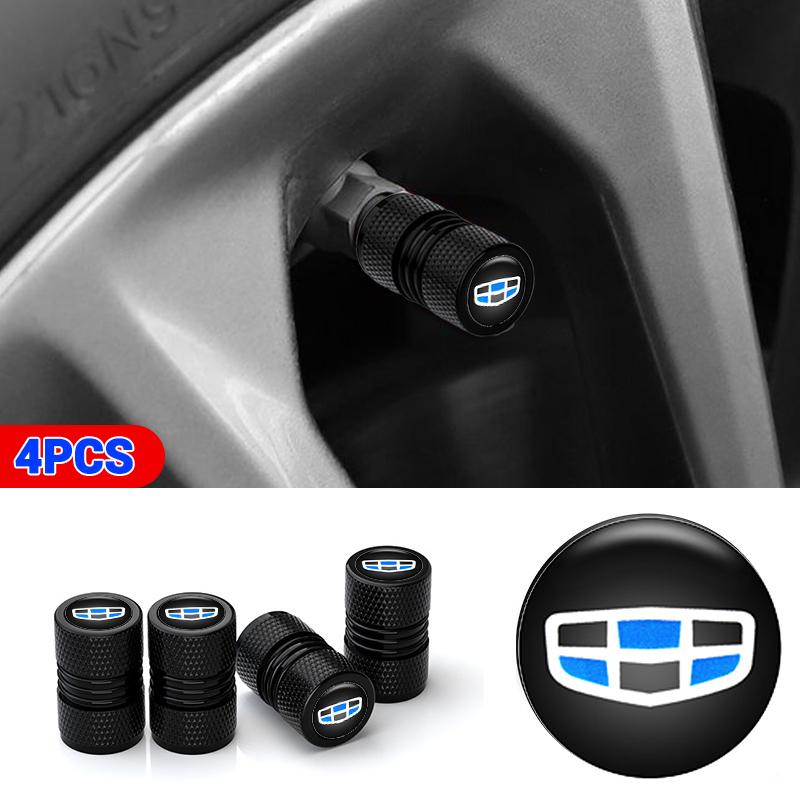 4Pcs Car Tire Stem Air Valve Cap Dust Covers For Geely Atlas SUV Boyue Borui Coolray NL3 EX7 X7 EC7 GX7 GT GC6 GC9 X6 LC EC8 EV8