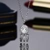 Women's Diamond-Studded Dreamcatcher Necklace with 1 Carat Moissanite Pendant & Tassels, Clavicle Chain, Perfect Gift for Best Friend