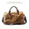 Waterproof Waxed Canvas Leather Men Travel Bag Hand Luggage Bag Carry On Large Tote Vintage Men Duffle Weekend Bag Big Overnight
