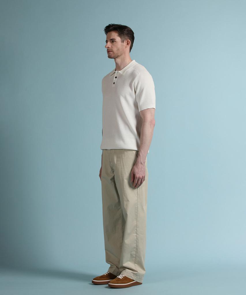 PANICALE White Waffle Short Sleeve Polo Knit