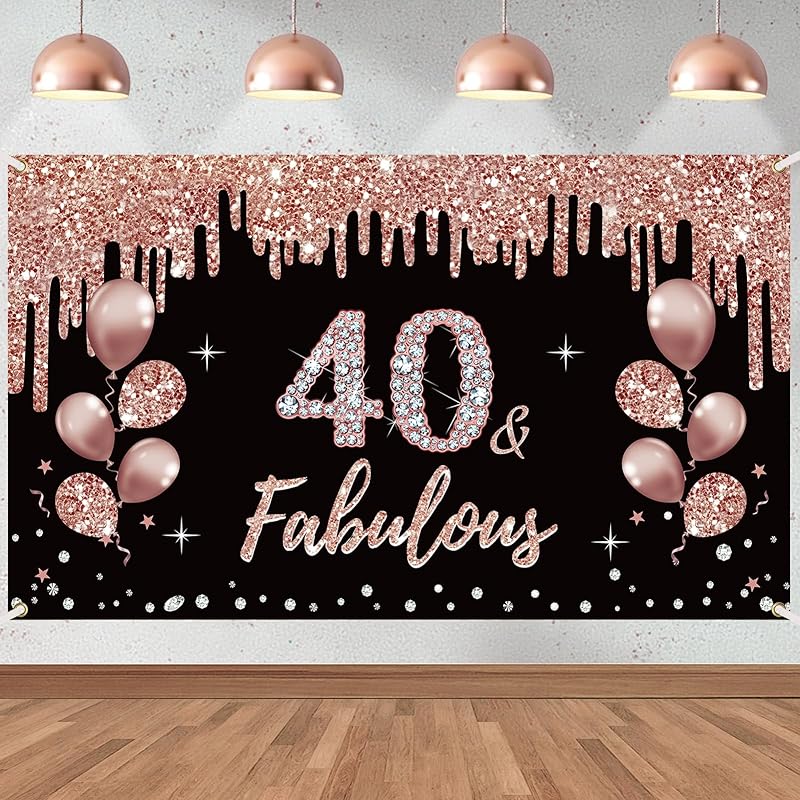 girl16Birthday Decoration Banner,Rose Gold Sweet 16 Birthday theme sign party supplies,16 Birthday background photo booth suitable for indoor and