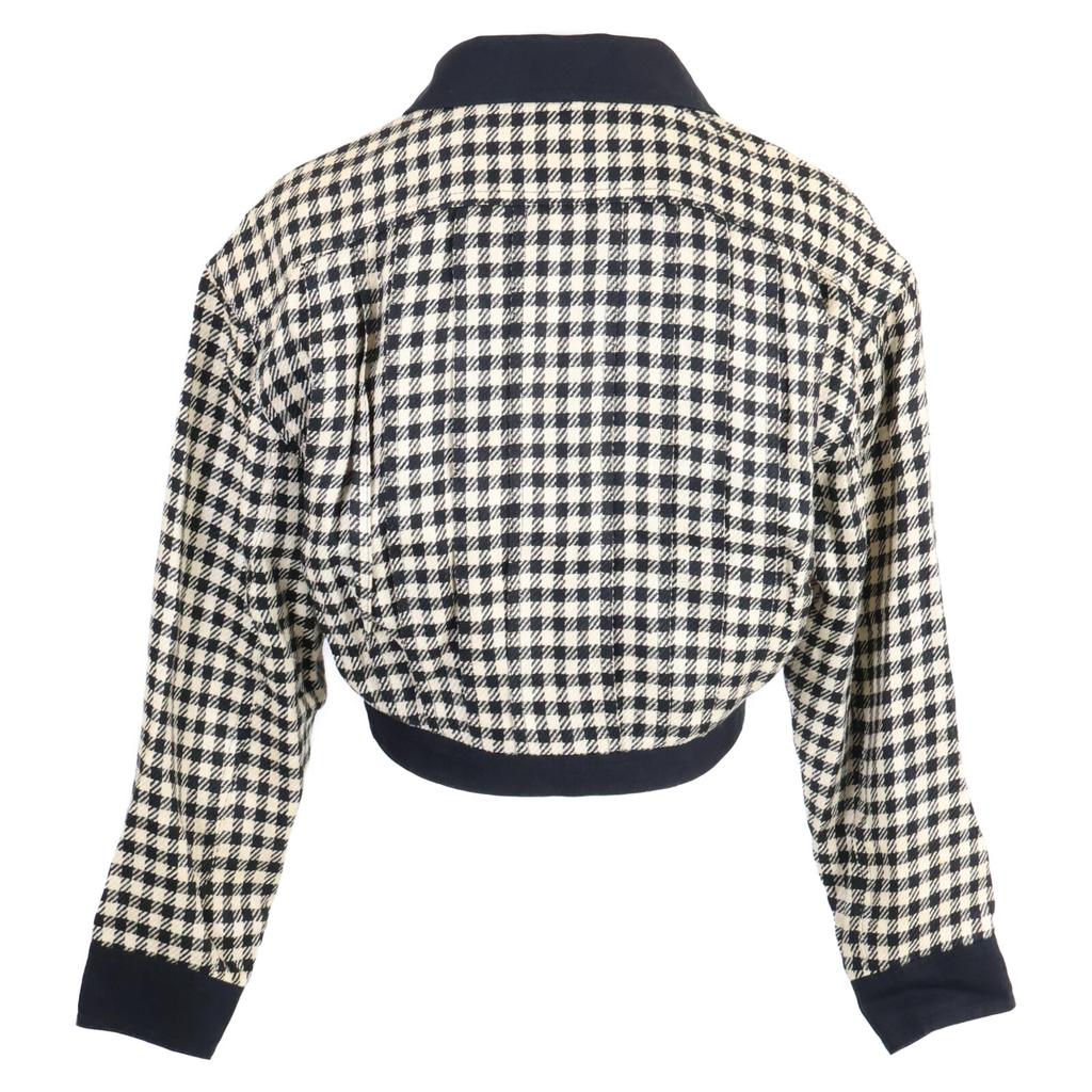 Chanel Houndstooth Vintage Short Double Jacket 9 Black WhiteUsed
