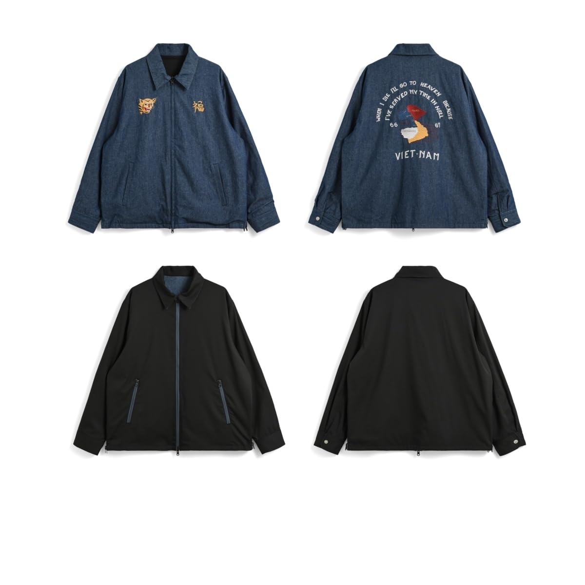 

Unisex Japan Special Reversible Vietnam Jacket Indigo Denim M [TAION] Non-Down (TAION-NDBS03JS)