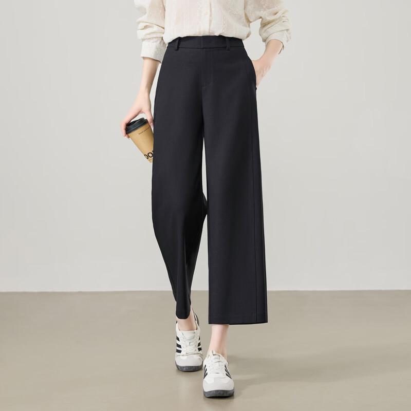 

ESE-Y Women s Lyocell Acetate Blend Cropped Straight Trousers 29