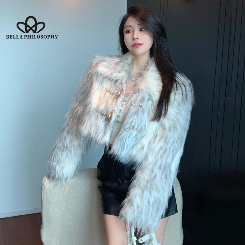 Faux Fox Fur Coat Women's Winter New Short Top Casual Style Long Coat Sexy Faux Fur High Quality Coat
