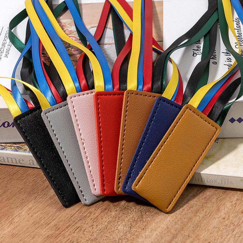 Colorful Ribbon Pu Leather Bookmark Reusable Delicate Ribbon Bookmarks Multi-Purpose Long Tassel Bookmark Student Stationery