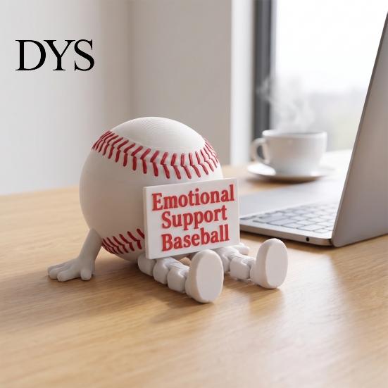 Desk Decor for Baseball Fans 3D Printed Figurine with Articulated Legs, Buddy Red Living Room Shelf Decoration Stitching, Flexible Joints Ball
