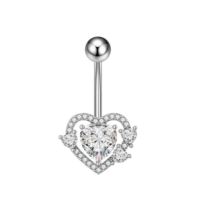 Fashion Belly Button Rings Simple Stainless Steel Heart Navel Piercing Barbell For Women Sexy Body Piercing Jewelry Gifts
