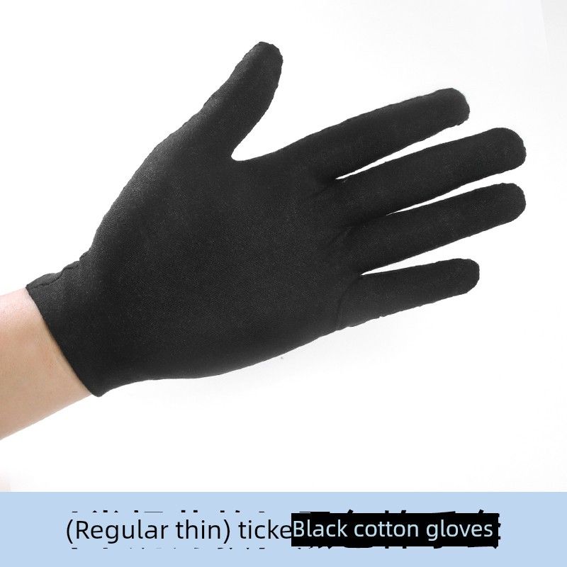 

Дышащие мужские черные хлопковые перчатки с длинным рукавом, полностью хлопковые, пятипалые, женские одноразовые тканевые перчатки для этикета, работы и занятий спортом Black [4 pairs] thin polyester cotton L