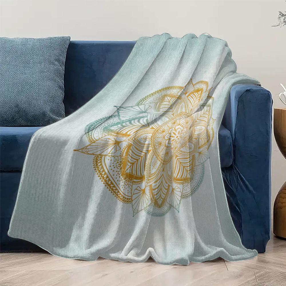 Soft Cozy Plush Blanket with Floral Mandala Pattern Warm Throw Blanket for Sofa Bed Decoration Gift