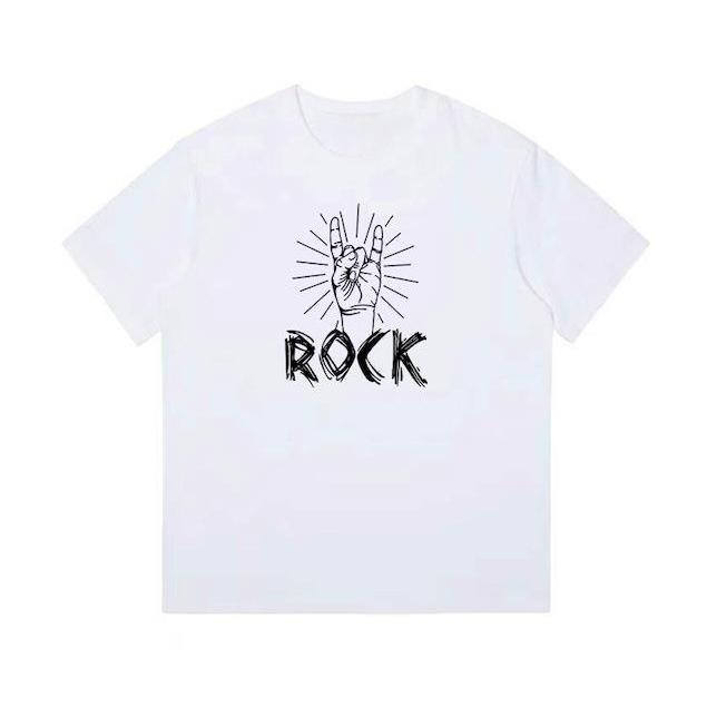 

ROCK Culture T-shirt, ROCK Graffiti Gesture, Pure Cotton Men s and Women s Heavy Cotton Short-sleeved Round-neck T-shirt 4XL