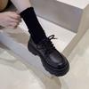 British Style Platform Leather Shoes Women's New Autumn Versatile Black Dress Pumps Muffin Loafers