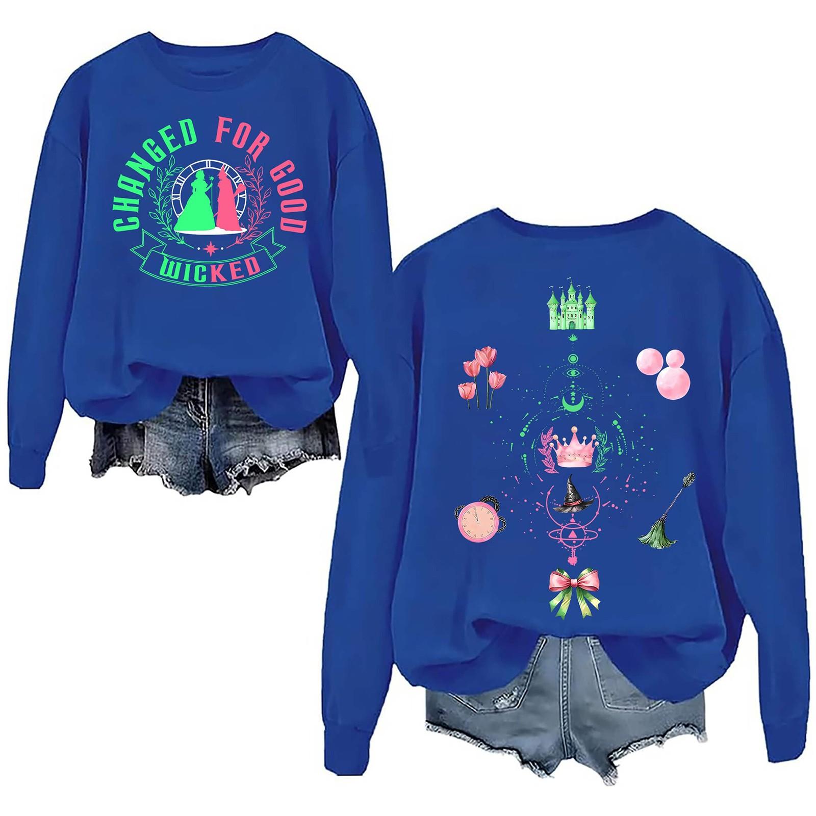 

Женская мода повседневная толстовка с круглым вырезом и длинным рукавом с принтом ведьмы XXXXXL