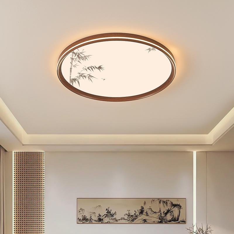 Walnut Chinese Song Style Ceiling Light for Living Room & Bedroom
