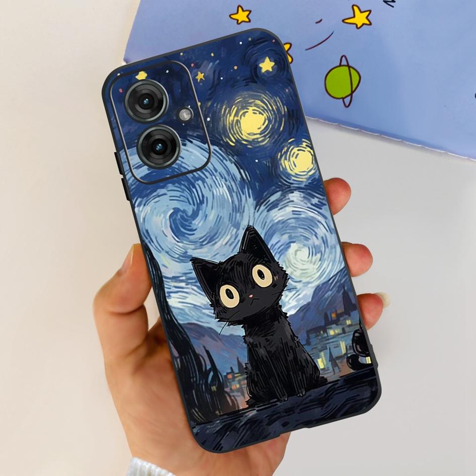 Für Motorola Moto G55 5G Hülle Niedliche Cartoon Katze Tiere Weiches Silikon Stoßfeste TPU Rückseite Handyhülle Für MotoG55 G 55 Funda