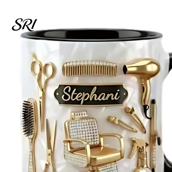 Regalo per Barbiere Professionale Tazza Personalizzata per Parrucchiere Ceramica 330ml Tazza da Caffè per Parrucchiere con Tono Oro Strumenti da Salone Elegante per Donne Uomini Compleanno
