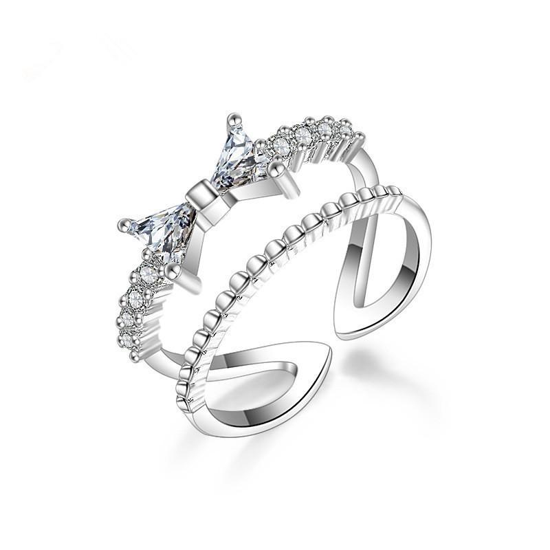925 Sterling Silver Ring Open Adjustable Silver/Gold Ring Fashion Exquisite Student Girlfriend Jewelry Accessories Wedding Party