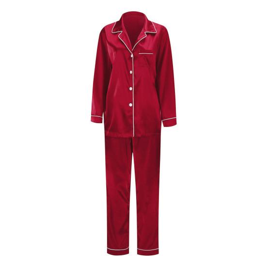 2Pcs/Set Christmas Pajamas Set Family Matching Xmas Pajamas Set Solid Color Smooth Fabric Festive Family Sleepwear
