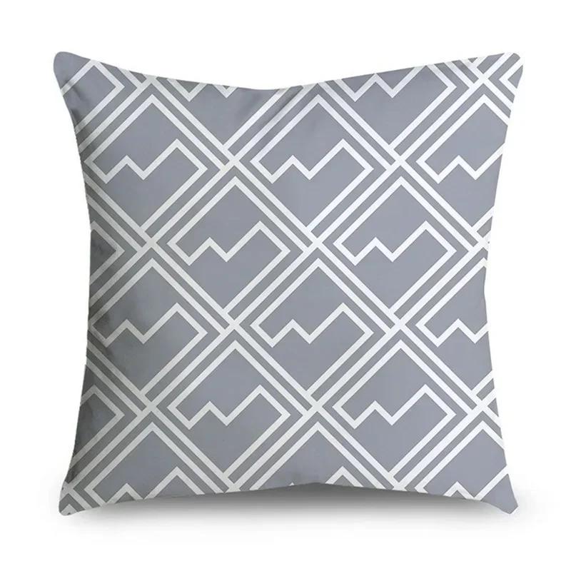 2023 Gray Lumbar Pillows Case 45X45CM Damask Geometry Leaves Floral Stripes Plaids Print Sofa Cushion Throw Pillows Decor Home