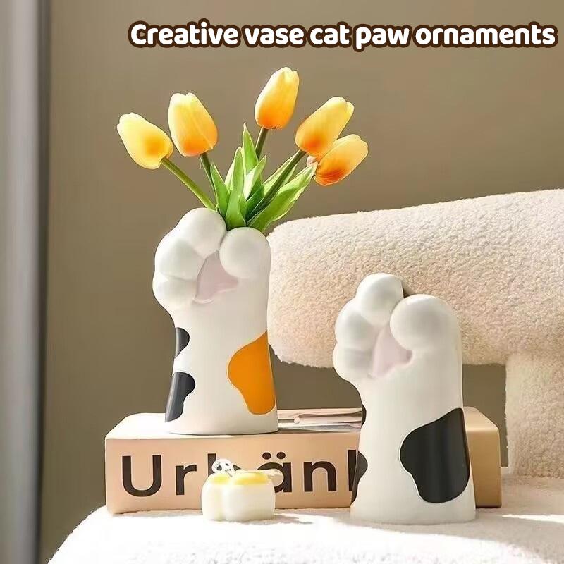 Kreative Vase Katze Pfote Ornamente Niedlich Schreibtisch Wohnzimmer Zuhause Veranda TV-Schrank Büro Blumengesteck Dekorationen