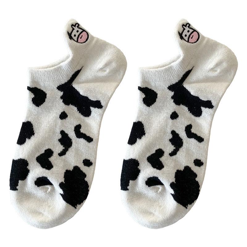 5 Ζευγάρια Αστείες Κάλτσες με Μοτίβο Αγελάδας Χαριτωμένες Μόδας Κινούμενων Σχεδίων Κοντές Κάλτσες Αστραγάλου Για Γυναίκες Και Άνδρες