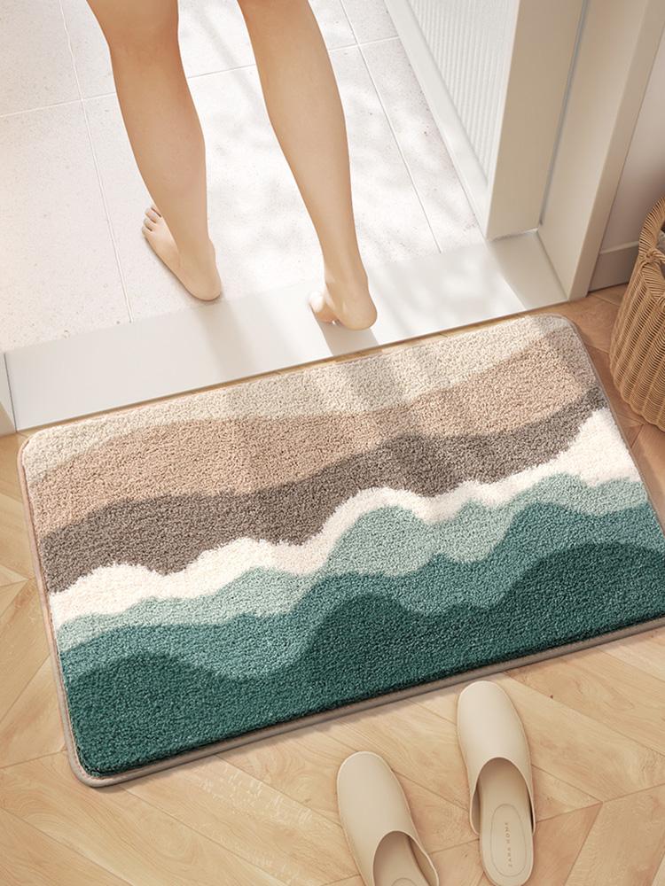 

Коврик для ванной DaShanYiHao, Супервпитывающий Нескользящий Коврик для Ванной, Разноцветный узор, Латексная Основа 400MMx600MM зелёный