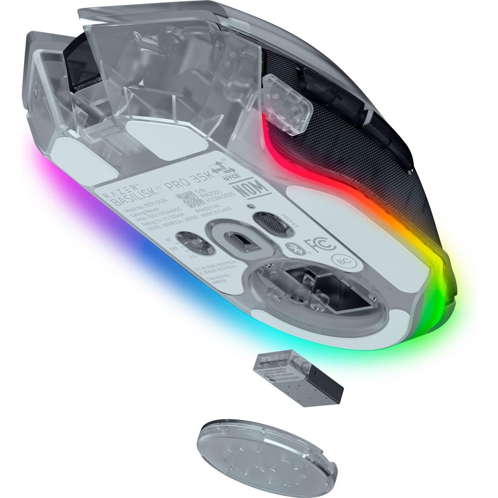 Razer Basilisk V3 Pro 35K Phantom White Edition Wireless Gaming Mouse with HyperSpeed Wireless Bluetooth and Wired Focus Pro 35K Optical and 3rd